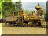 I just love the look of these small narrow gauge Bensons...Brass PFM/United Benson Log Co. HO scale HOn3 Shay, engineer's forward frontal offset view...