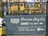 Proudly this little Shay shows off her wares...Brass PFM/United HO scale HO Benson Log Co. #528 T-Boiler Shay, engineers's side view on top of box...