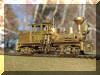 A 'Forest Queen', brass PFM/United HO scale HO Benson Log Co. #528 T-Boiler Shay, engineer's offset frontal view...