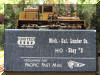 Brass PFM/United Mich-Cal Lumber Co. HO scale HO Shay engineer's side view on top of its mint box...