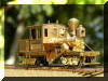 Brass Joe Works/Flying Zoo 18 ton HO scale HOn3 Climax engineer's forward frontal offset view...