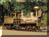 Don't you just love the look of these small narrow gauge Bensons? Brass PFM/United Benson Log Co. HO scale HOn3 Shay, engineer's forward frontal offset view...
