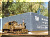 Brass PFM/United Mich-Cal Lumber Co. HO scale HOn3 Shay engineer's side view beside its immaculate box...