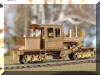 Brass Joe Works/Flying Zoo 18 ton HO scale HOn30 Climax engineer's rear offset view...