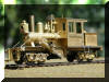 Mike's new brass Joe Works/Flying Zoo 18 ton HO scale HOn3 Climax fireman's forward frontal offset view...